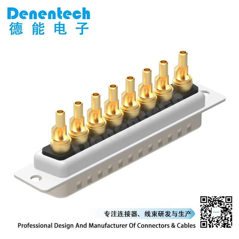 Denentech Solid pin gold-plated 8W8 high power DB connector male coaxial power supply connector solder d-sub connector